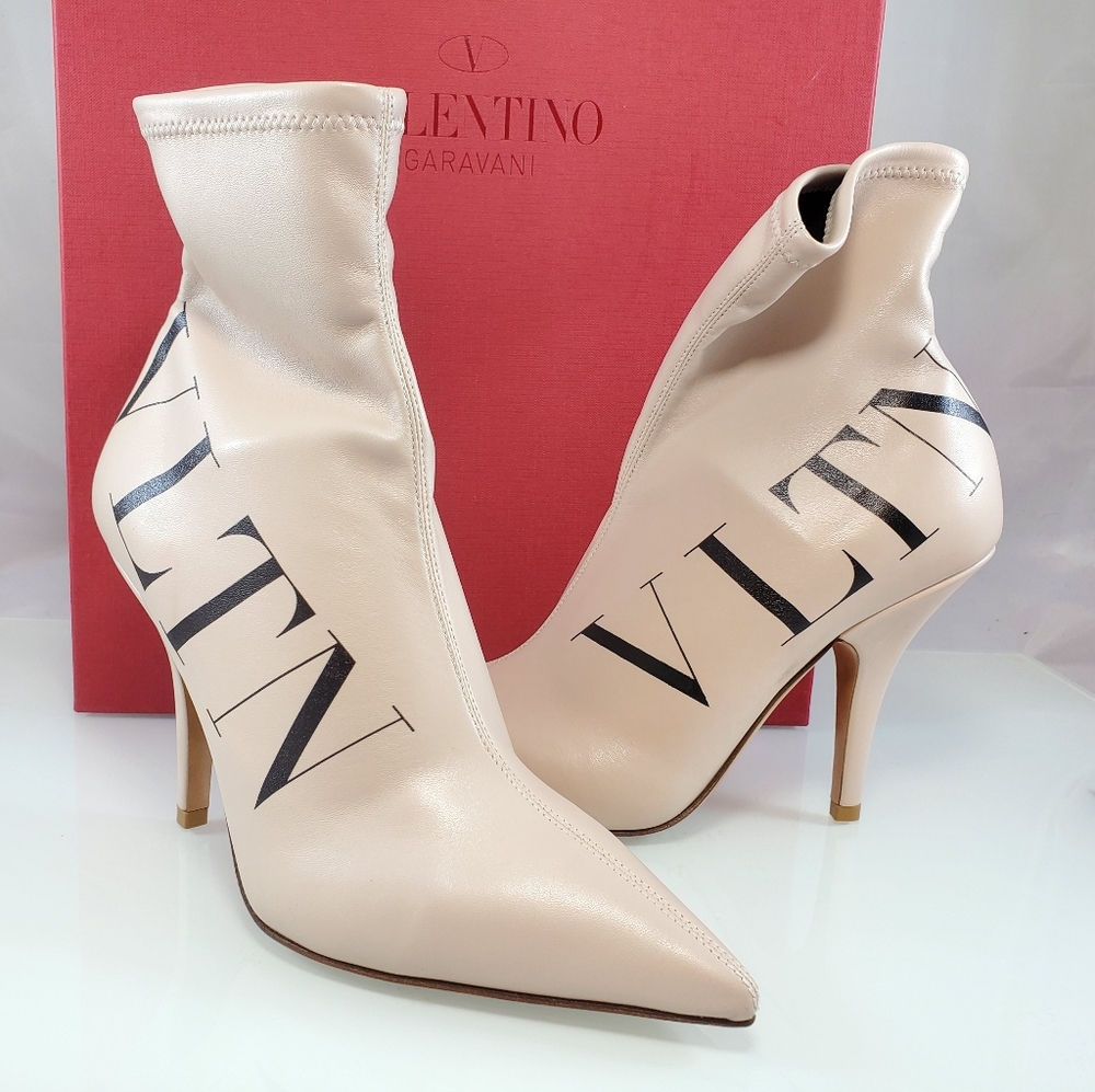 NWT$1000 Valentino Garavani VLTN Logo Eco-Leather Sock Bootie Boots - Picture 15 of 16